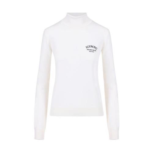 Iceberg Ull mock-hals tröja med Milano logo White, Dam