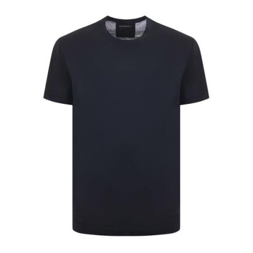 Emporio Armani Herr Logo T-shirt i Lyocell och Bomull Blue, Herr