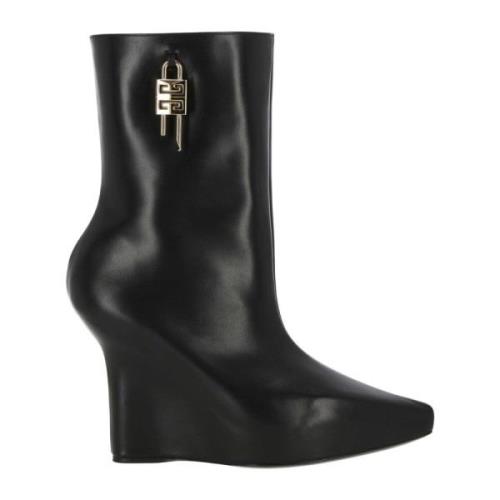 Givenchy Svarta Läder Ankelboots Elegant Stil Black, Dam