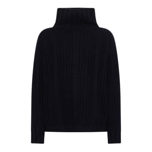 Max Mara Navy Blue Mock Neck Sweater Blue, Dam