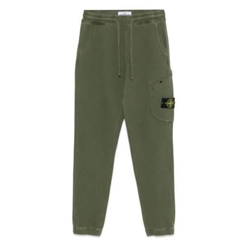 Stone Island Grön Jogger Mjuk Ficka Byxor Green, Herr