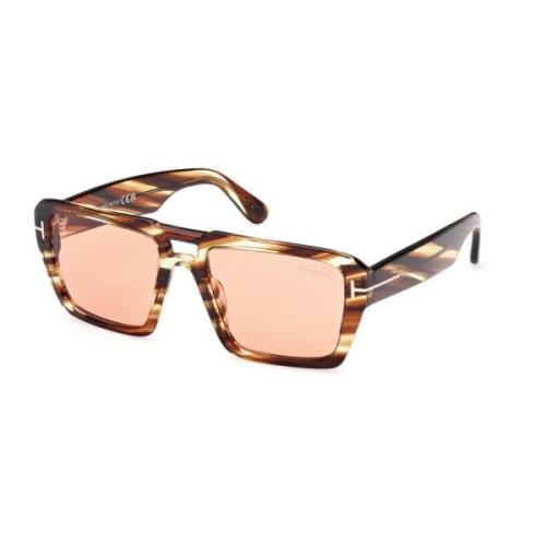 Tom Ford Fyrkantiga Havana Solglasögon Bruna Linser Brown, Dam