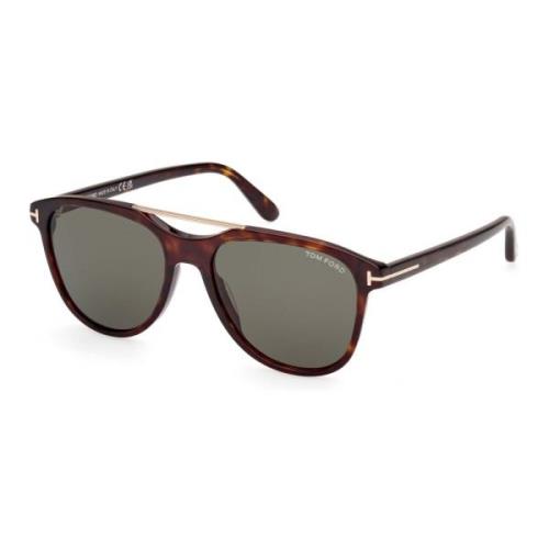 Tom Ford Stiliga solglasögon i mörk Havana/grön Brown, Unisex