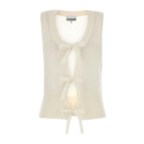 Ganni Vit Mohair Blend Vest White, Dam