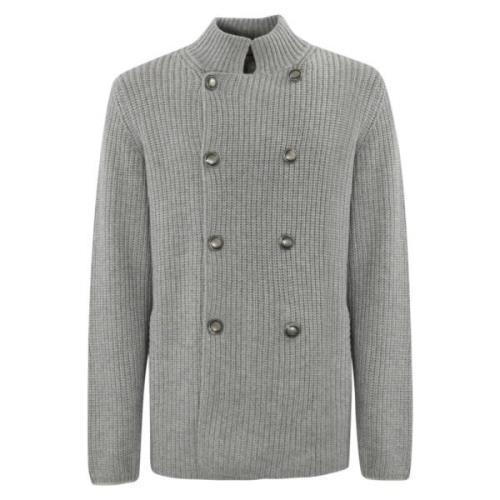 Brunello Cucinelli Grå Ull Cashmere Cardigan Tröja Gray, Herr