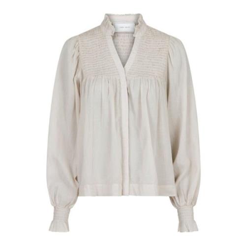 Neo Noir Bomull Voile Smock Blus Beige, Dam