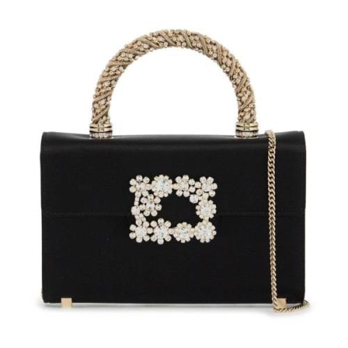 Roger Vivier Kristallblomma Mini Handväska Black, Dam