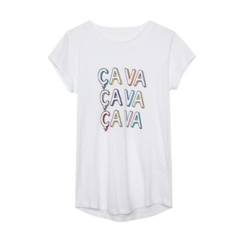 Zadig & Voltaire Cava T-Shirt - Stilren och Smal White, Dam