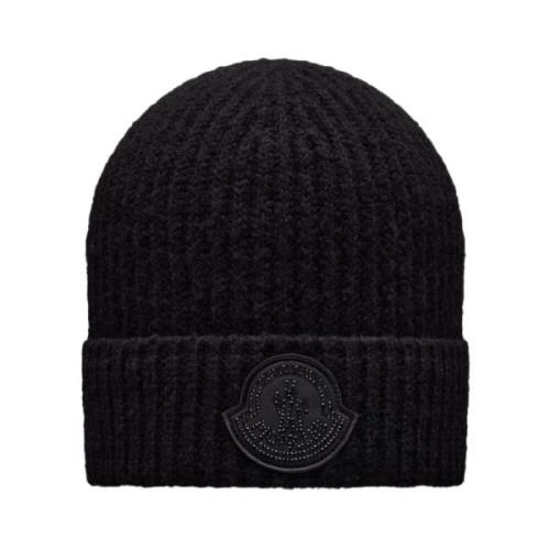 Moncler Ullblandning Beanie - Varm och Stilfull Black, Dam