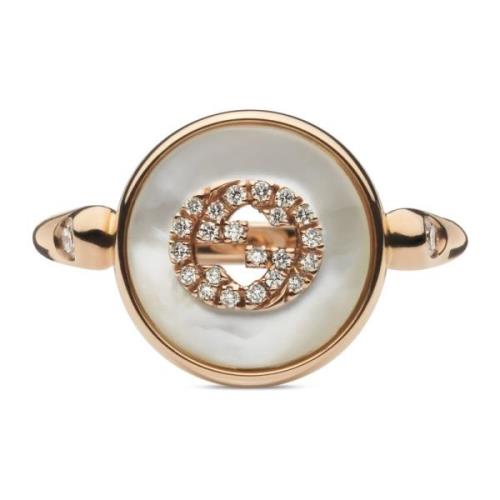 Gucci Sammanlänkande ring i roséguld, mop, diamant, gg pavé Yellow, Da...