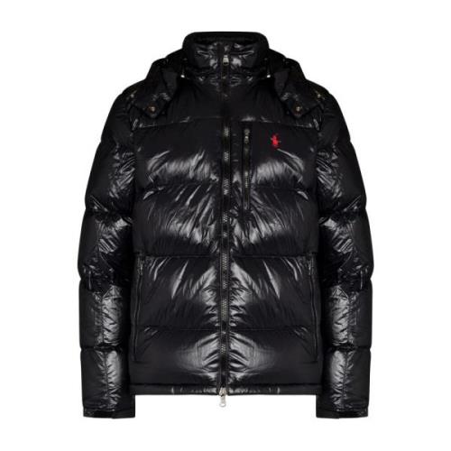 Ralph Lauren Återvunnen Nylon Huva Jacka Black, Herr