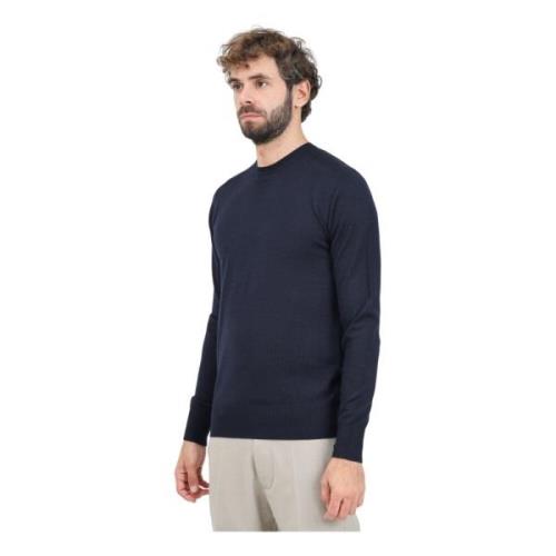 Patrizia Pepe Blå Crew Neck Sweater Blue, Herr