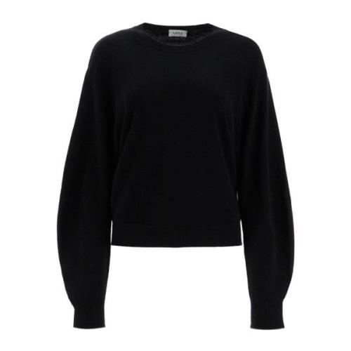 MRZ Ull Kashmir Blandning Pullover Med Rund Hals Black, Dam