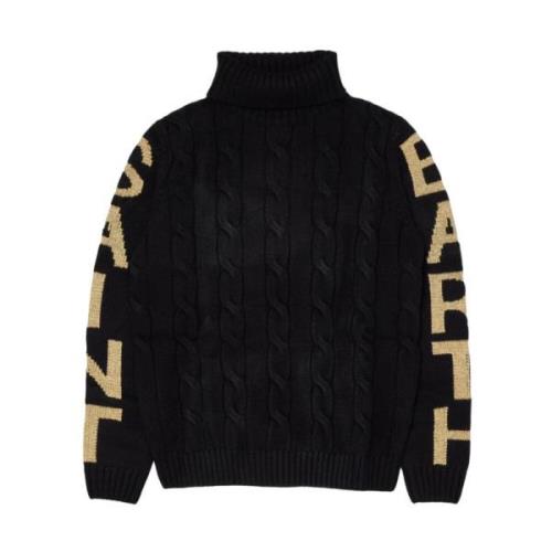 MC2 Saint Barth Jacquardstickade Turtlenecks för Kvinnor Black, Dam