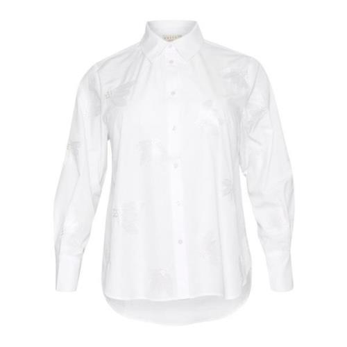 Kaffe Curve Vit Broderad Skjortblus White, Dam