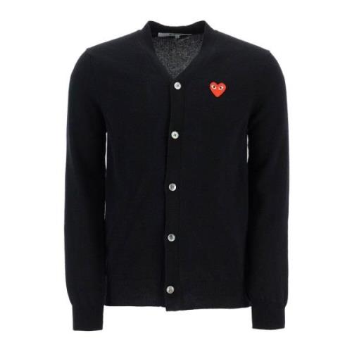 Comme des Garçons Play Ikonisk Heart Wool Cardigan Black, Herr