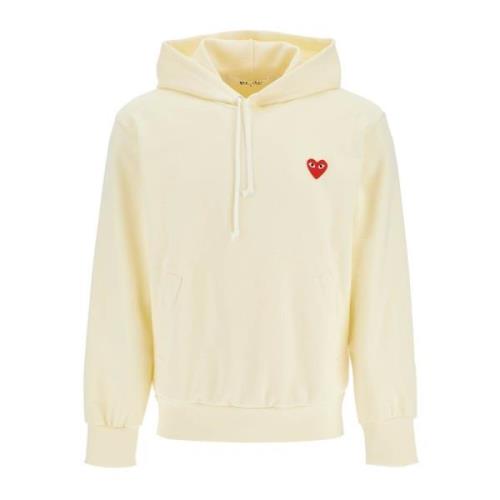 Comme des Garçons Play Rött Hjärtlogo Hoodie Beige, Herr