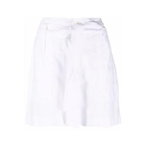 Ralph Lauren Vit Linne Shorts Casual Stil White, Dam