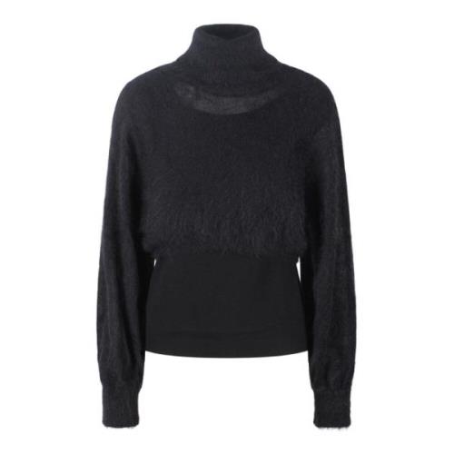 Alberta Ferretti Mohair Turtleneck Sweater Fw24 Black, Dam