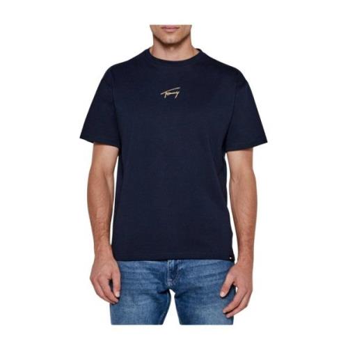 Tommy Jeans Broderad logotyp t-shirt - Signatur Blå Blue, Herr