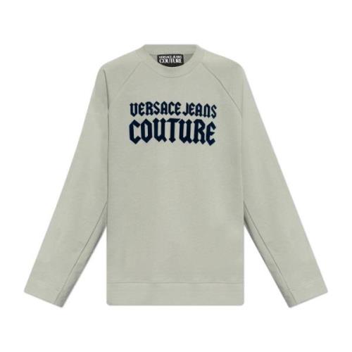 Versace Jeans Couture Sweatshirt med logotyp och sammet finish Gray, H...