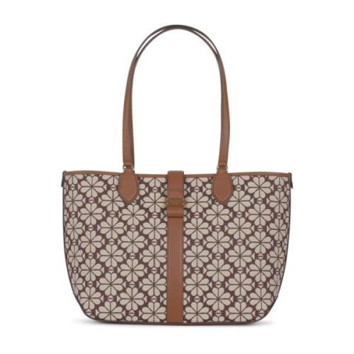 Kate Spade Blommig Jacquard Medium Öppen Toteväska Brown, Dam