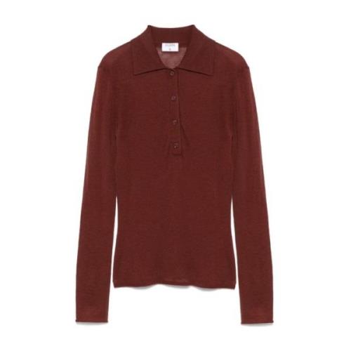 Filippa K Brun Ull Polo Skjorta Red, Dam