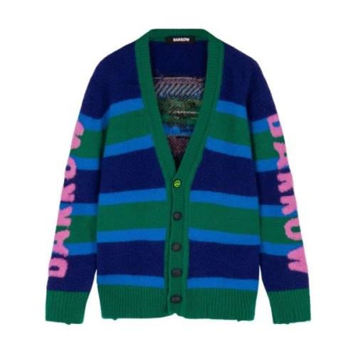 Barrow Grön Mohair Cardigan med Teddybjörn Multicolor, Herr