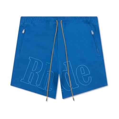 Rhude Blå Sport Logo Badshorts Blue, Herr