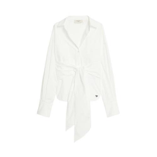 Max Mara Weekend Långärmad knappskjorta med bälte White, Dam