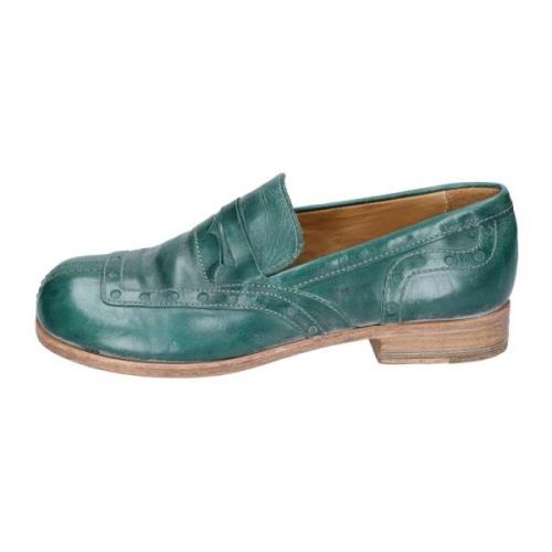 Moma Vintage Läderloafers för Kvinnor Green, Dam