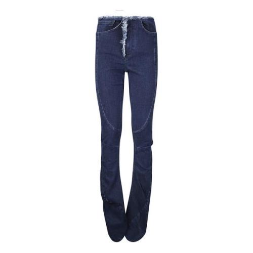 Ottolinger Rå Kant Denim Drape Byxor Blue, Dam