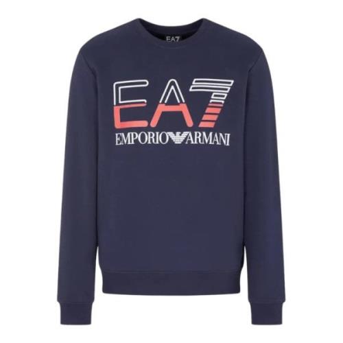 Emporio Armani EA7 Blå Herrlogosweatshirt Blue, Herr