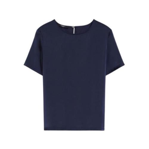 Max Mara Weekend Satin- och jerseyblus Blue, Dam