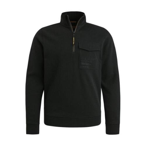 PME Legend Halv-Zip Stickad Sweatshirt Black, Herr