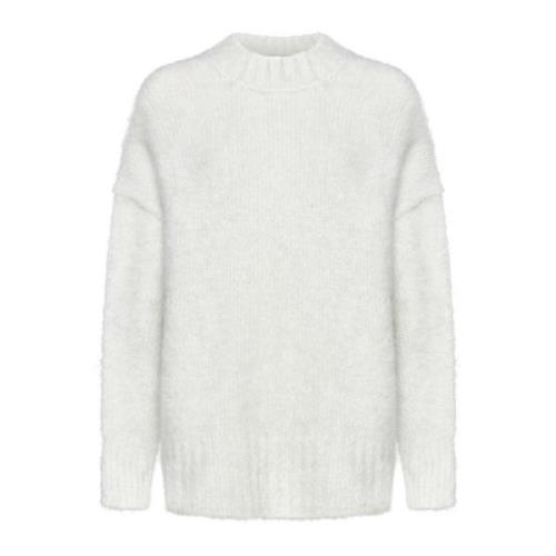 rus Vit Alpacka Tröja Borstad Effekt Jumper White, Dam