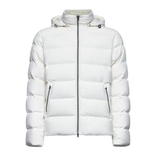 Herno Vit Quiltad Bomberjacka med Huva White, Herr