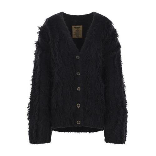 UMA Wang Svart Oversize Bouclé Cardigan Tröja Black, Dam