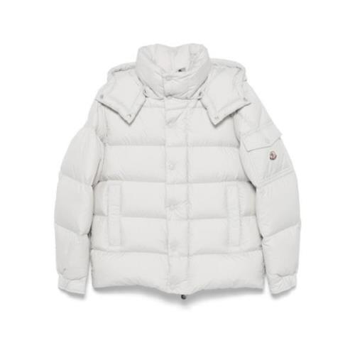 Moncler Grå Pufferjacka med Avtagbar Huva Gray, Dam