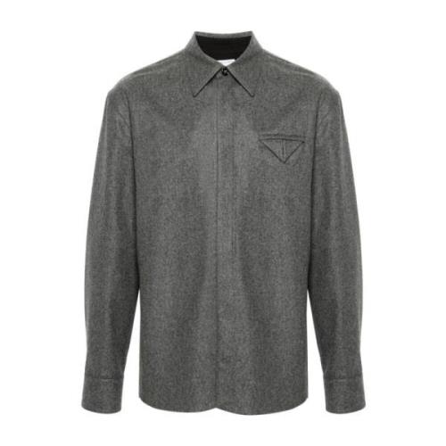 Bottega Veneta Grå Melange Flanellskjorta 1962 Stil Gray, Herr