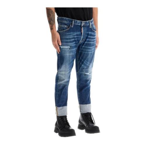 Dsquared2 Förstörda Sailor Jeans med Ankelrulle Blue, Herr