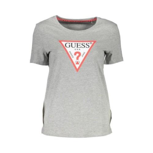 Guess Stiligt Grått Tryckt Logot-shirt Gray, Dam