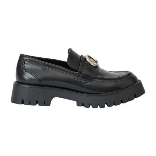 Just Cavalli Svart Logotyp Metall Loafer Hög Sula Black, Dam