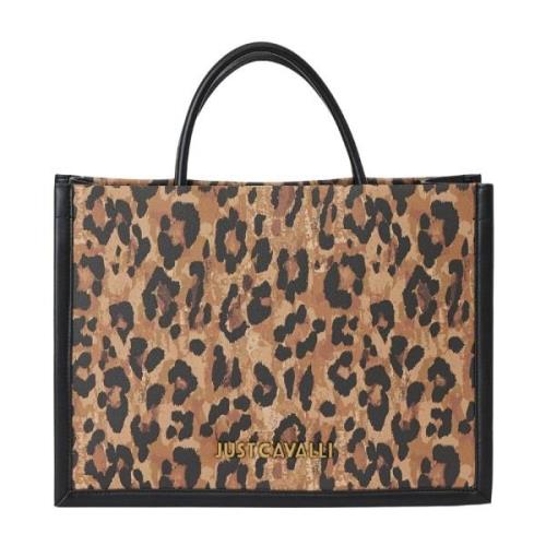 Just Cavalli Leopardmönstrad Toteväska Brown, Dam