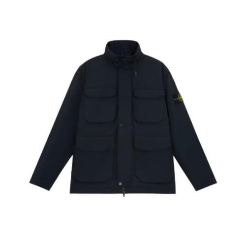 Stone Island Blå Field Jacket Micro Twill Polyester Blue, Herr