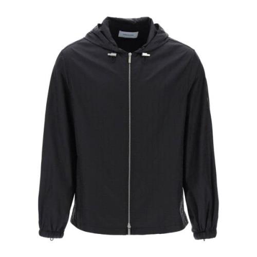 Salvatore Ferragamo Gancini Mönstrad Nylon Windbreaker Jacka Black, He...