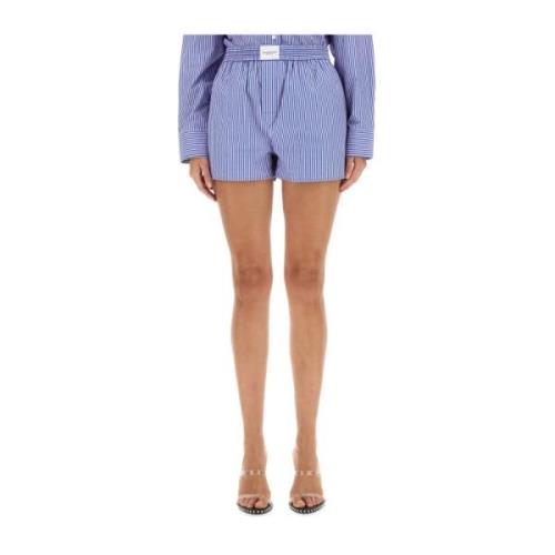 Alexander Wang Logo Elastiska Midjeshorts Blue, Dam