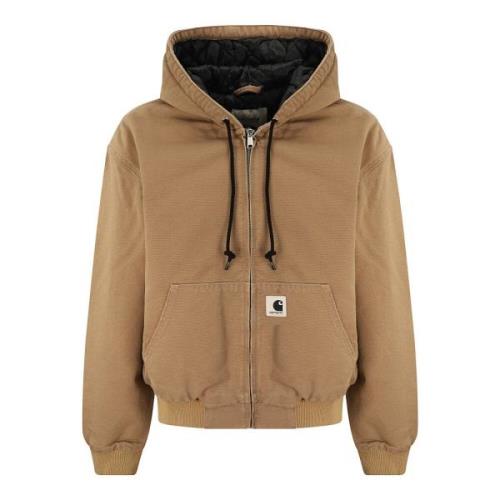 Carhartt Wip Bomberjacka i bomull med huva Beige, Dam