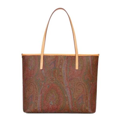 Etro Brun Paisley Jacquard Shoppingväska Brown, Dam