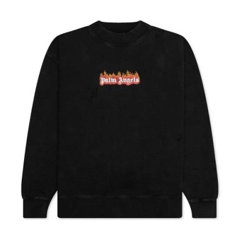 Palm Angels Burning Logo Crewneck 'Svart' Black, Herr